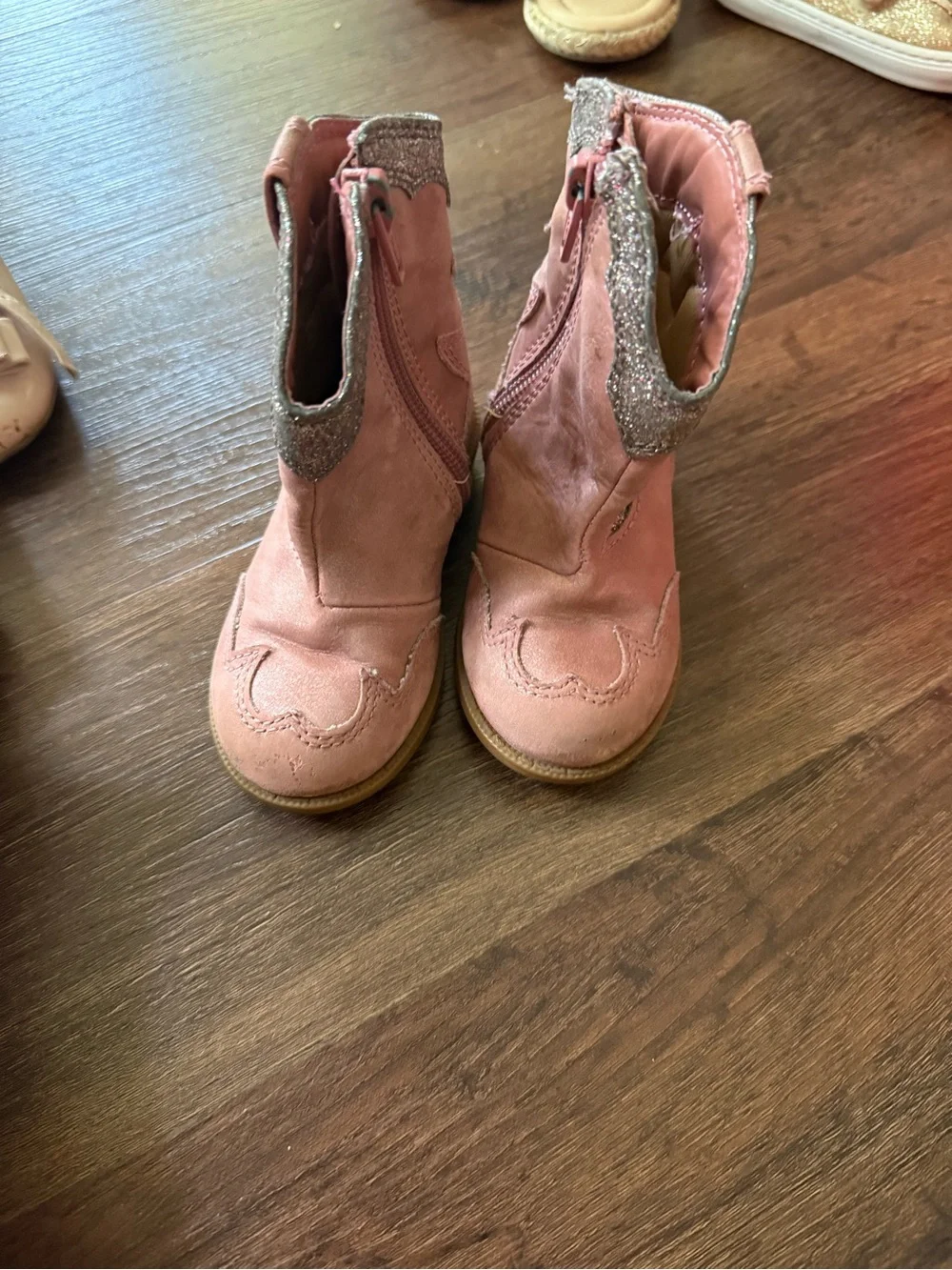 Cat & Jack Pink Glitter Accent Toddler Western Boot